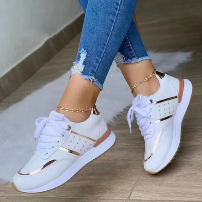 2025 New Arrival Women’s Large Size Athletic Sneakers Thick Sole Casual Shoes Summer Lace up Sports Footwear in Stock