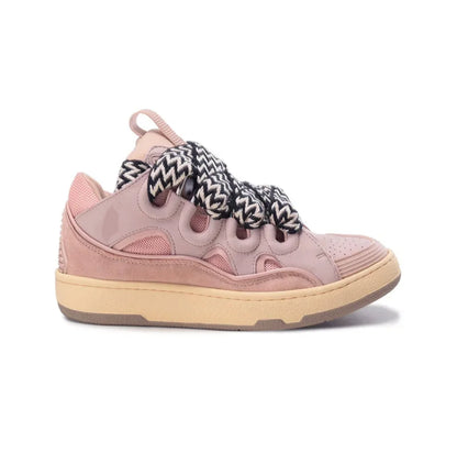 Genuine Leather Unisex Retro Trendy Brand Sneakers Thick Bottom Lace-Up Dad Shoes with Cowhide Mesh Lining Wholesale