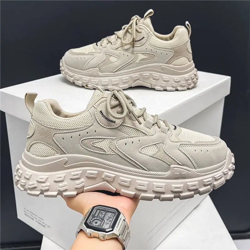 New Design Men’s Casual Shoes Mid-Top Sneakers Durable Non-Slip Unique Round Toe Shoes for  Outdoor Everyday Wear
