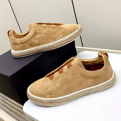 Top Quality Men’s Flat Casual Sneakers, New Style Fashion Brand Designer Luxury Genuine Leather Men’s Resort Casual Shoes