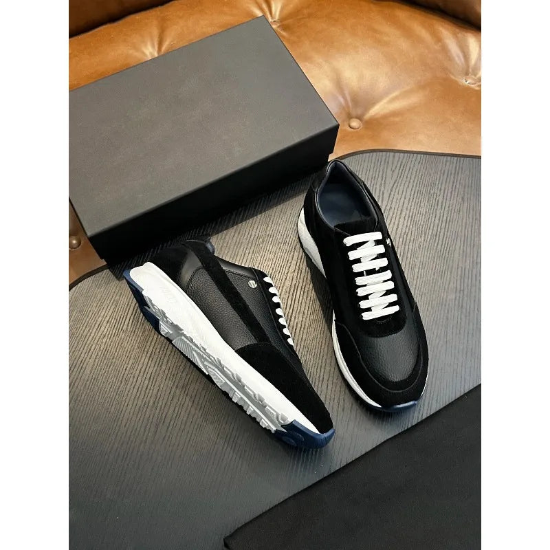 2026 Fashionable Men’s Shoes Genuine Leather Stitched Sports Comfortable Casual Shoes High-Quality Outdoor Men’s Walking Shoes