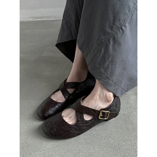 Comfortable Flat Round Toe Cross Strap Ballet Shoes for Women – High-Quality Casual Slip-On Flats with Great Value