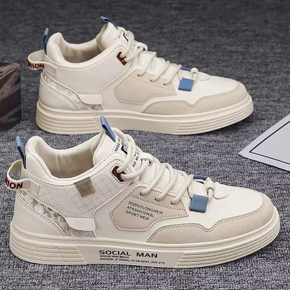 Men’s Casual Mid-Top Canvas Sneakers Waterproof Shoes for Spring and Autumn Comfort Stylish Breathable Footwear for Everyday Use
