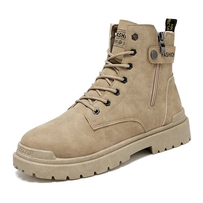 High Quality Men’s Martin Boots Fall and Winter Top British Style Outdoor Motorcycle Boots Warm Leather Boots for Men