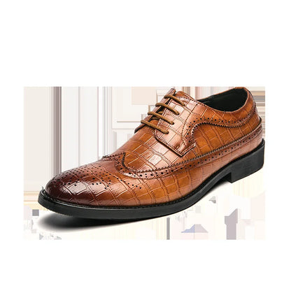 Myway New Trend Men’s Leather Shoes Business Formal Dress Shoes Trendy Pointed Toe Men’s Casual Shoes