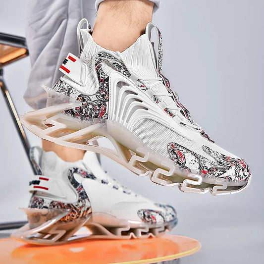 Fashion Sports Men’s Casual Shoes New Spring Breathable Shark Blade Running Shoes Men High-quality Running Sneakers