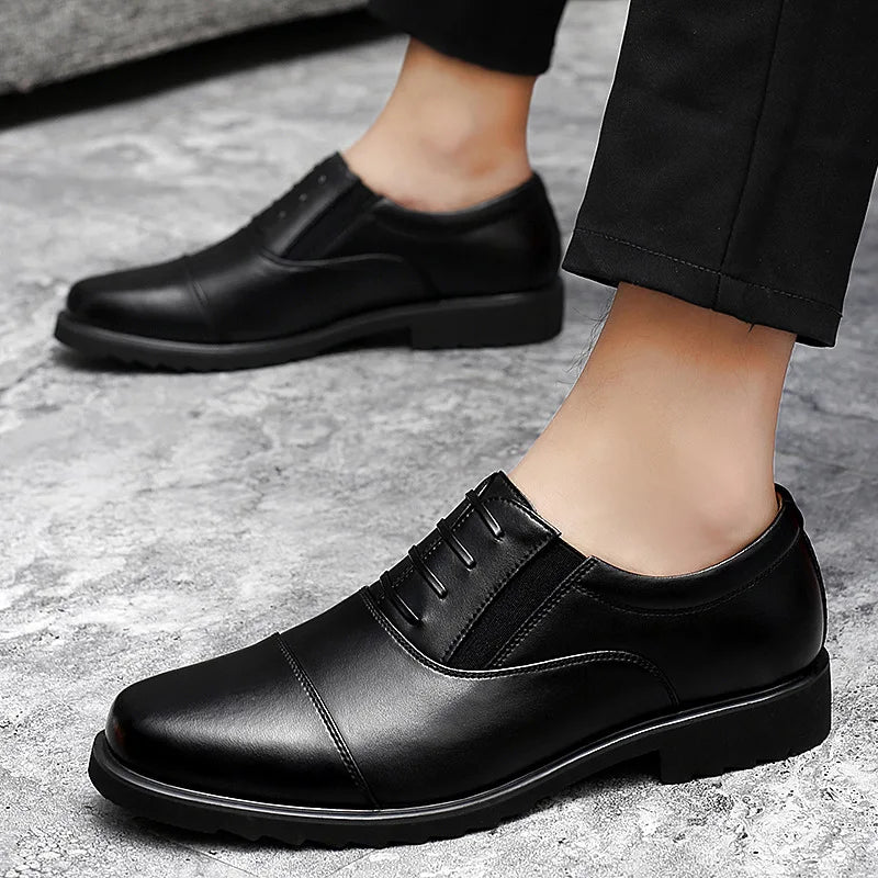Men’s Leather Shoes Business Casual Oxford Shoes Triple-Panel Dress Shoe Stylish Comfort Genuine Cowhide Leather for Adult