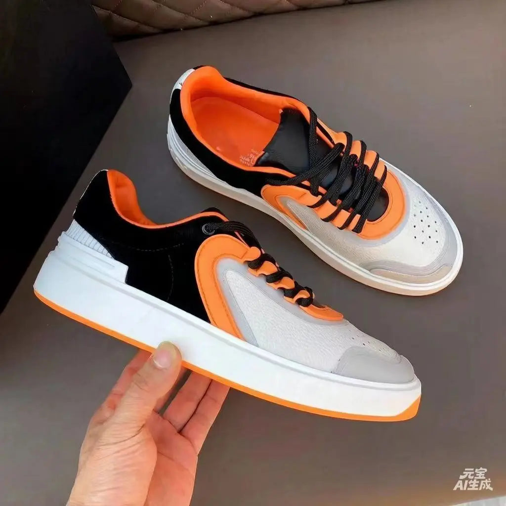 Light Luxury Spring and Autumn New Men’s Board Shoes with Lace up Fashion, Genuine Leather Versatile Flat Casual Shoes, Trendy