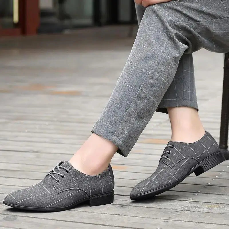 2025 Hot Selling Men’s Dress Shoes Casual Canvas Leather Shoes Minimalist Gentleman Suit Shoes for Party or Wedding