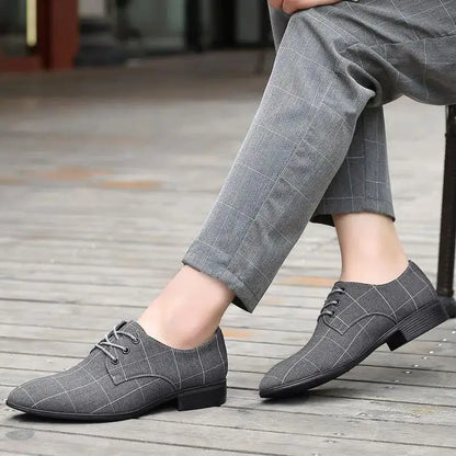2025 Hot Selling Men’s Dress Shoes Casual Canvas Leather Shoes Minimalist Gentleman Suit Shoes for Party or Wedding