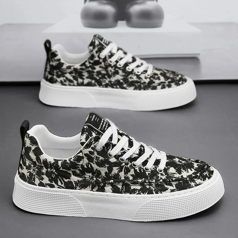 2025 New Innovation Men’s Casual Sneakers Comfortable Thick Sole Slip-On Canvas Shoes with Fashion Print for Everyday Wear