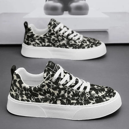 2025 New Innovation Men’s Casual Sneakers Comfortable Thick Sole Slip-On Canvas Shoes with Fashion Print for Everyday Wear