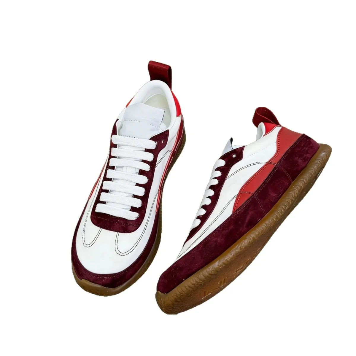 High-quality Breathable Cowhide Contrast Color Low-top Lace-Up Sneakers Comfortable Cushioned Platform Rubber Outsole Shoes