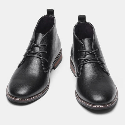 Men’s Chelsea Boots Classic British Style Black Low Heel Chukka Boot Top Grain Leather Shoes for Parties and Formal Occasions