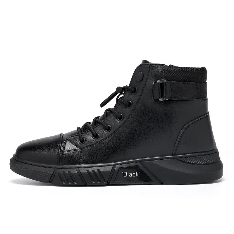 New Design Men’s Martin Boots Casual High-Top Leather Boots Thickened Warm Snow Boots Plus Size Men’s Footwear