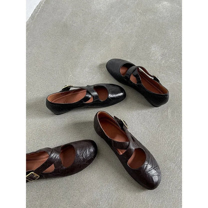 Comfortable Flat Round Toe Cross Strap Ballet Shoes for Women – High-Quality Casual Slip-On Flats with Great Value