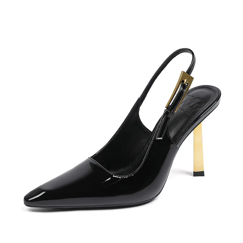 2025 New Women’s Black Pointed Toe High Heels – Elegant Thin Heel Sexy French Style Buckle Strap Shoes