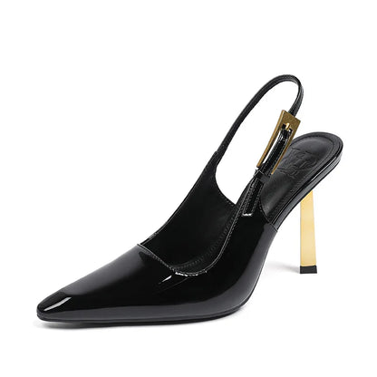 2025 New Women’s Black Pointed Toe High Heels – Elegant Thin Heel Sexy French Style Buckle Strap Shoes