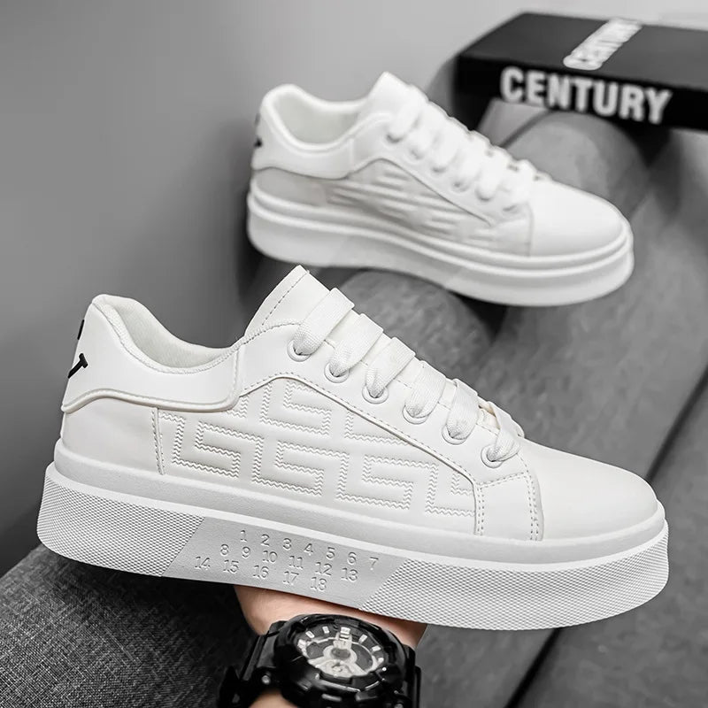2025 Men’s Trendy Casual Board Shoes Height Increasing Breathable White Sports Shoes for Summer Four Versatile Platform Design