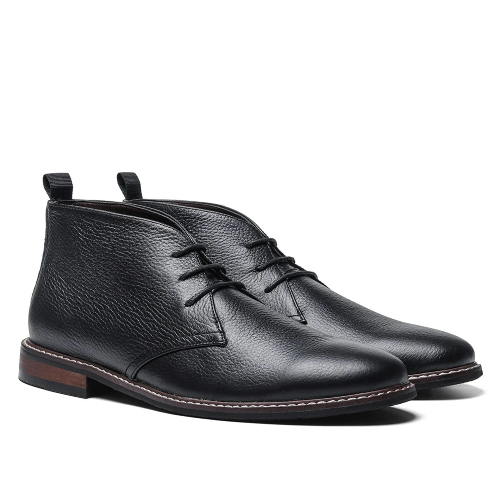 Men’s Chelsea Boots Classic British Style Black Low Heel Chukka Boot Top Grain Leather Shoes for Parties and Formal Occasions