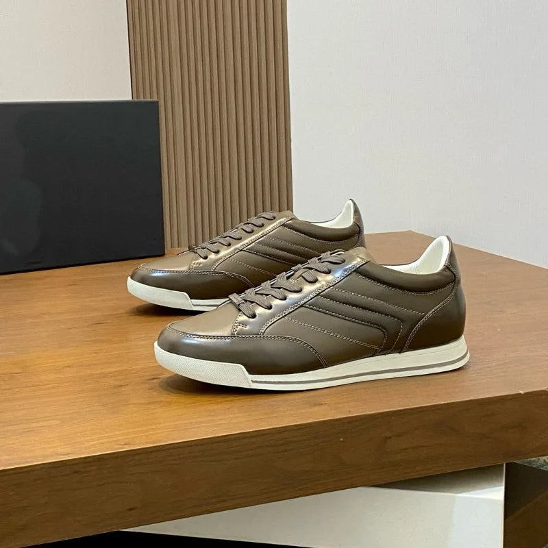 Men Shoes Flat-bottomed Men’s Low Top Casual Shoes Genuine Leather Cowhide Lace Up Sports Shoes All Season Shoes