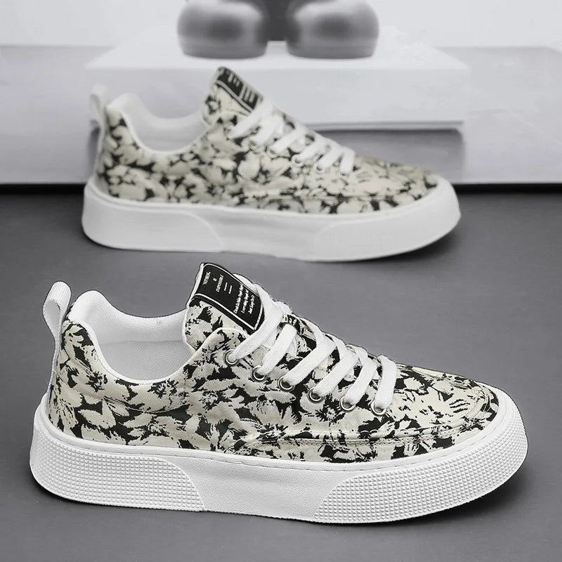 2025 New Innovation Men’s Casual Sneakers Comfortable Thick Sole Slip-On Canvas Shoes with Fashion Print for Everyday Wear