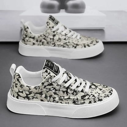 2025 New Innovation Men’s Casual Sneakers Comfortable Thick Sole Slip-On Canvas Shoes with Fashion Print for Everyday Wear