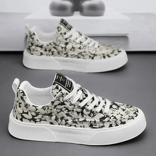 2025 New Innovation Men’s Casual Sneakers Comfortable Thick Sole Slip-On Canvas Shoes with Fashion Print for Everyday Wear