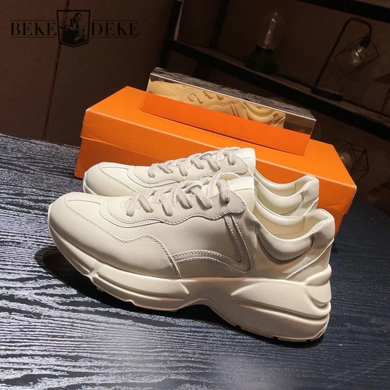 2026 Fashionable and Comfortable Hip Hop Round Toe Lace-up Men’s Shoes Casual Harajuku Style Platform Height Increasing Shoes