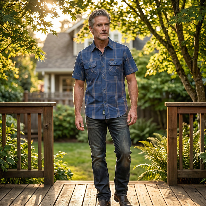 👔 LIMITED-TIME 50% OFF! 🍂 Men's Casual Plaid Short Sleeve Shirt – Classic Pattern, Relaxed Fit, Breathable Comfort ✨