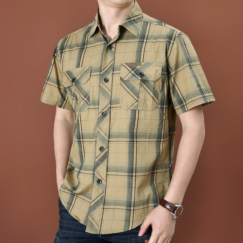 👔 LIMITED-TIME 50% OFF! 🍂 Men's Casual Plaid Short Sleeve Shirt – Classic Pattern, Relaxed Fit, Breathable Comfort ✨