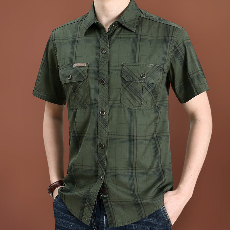👔 LIMITED-TIME 50% OFF! 🍂 Men's Casual Plaid Short Sleeve Shirt – Classic Pattern, Relaxed Fit, Breathable Comfort ✨
