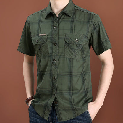 👔 LIMITED-TIME 50% OFF! 🍂 Men's Casual Plaid Short Sleeve Shirt – Classic Pattern, Relaxed Fit, Breathable Comfort ✨