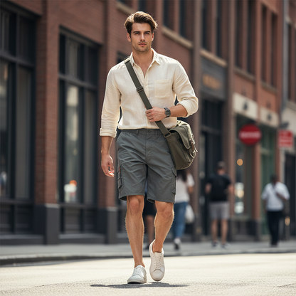 📢📢50% OFF !! ⏰Men's Cargo Shorts – Elastic Waist, Multi-Pocket, Durable 🍁
