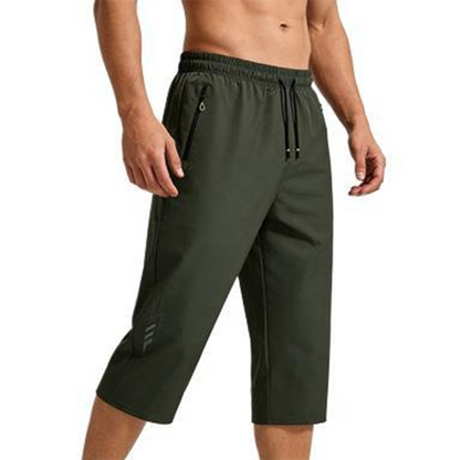 🩳 LIMITED-TIME 50% OFF! ✨ Men’s 3/4 Quick-Dry Jogger Pants – Elastic Waist, Zippered Pockets, Lightweight 🏃‍♂️