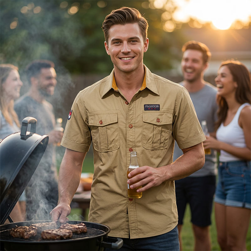 👔 LIMITED-TIME 50% OFF! 💥 Men's Classic Fit Short Sleeve Casual Shirt – Durable Fabric, Cargo Pockets, Timeless ✨