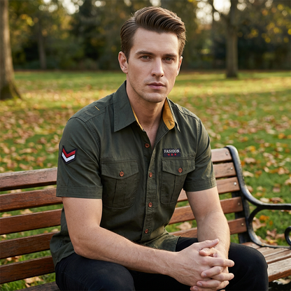 👔 LIMITED-TIME 50% OFF! 💥 Men's Classic Fit Short Sleeve Casual Shirt – Durable Fabric, Cargo Pockets, Timeless ✨