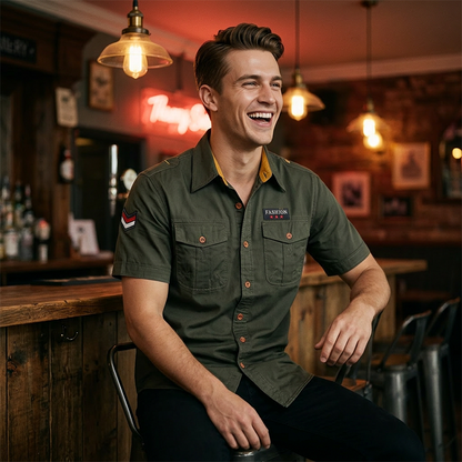 👔 LIMITED-TIME 50% OFF! 💥 Men's Classic Fit Short Sleeve Casual Shirt – Durable Fabric, Cargo Pockets, Timeless ✨