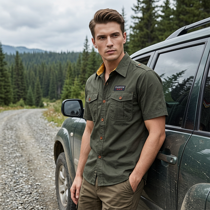👔 LIMITED-TIME 50% OFF! 💥 Men's Classic Fit Short Sleeve Casual Shirt – Durable Fabric, Cargo Pockets, Timeless ✨