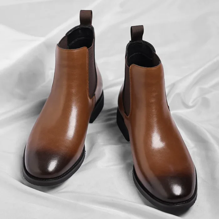 Luxury Men's Vintage Chelsea Boots Retro Chukka Boots Warm Fur Lined Leather Ankle Shoes  Large Size Martin Boots - Image 3