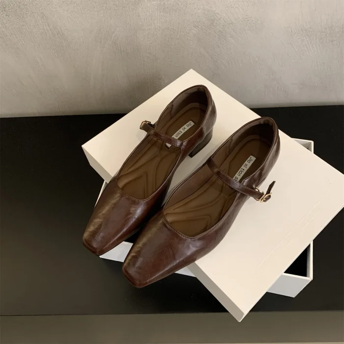 French Chic Women's High-Top Ballerina Flats with Bow - Comfortable Slip-On Low Heels and Hidden Height Increase - Image 6
