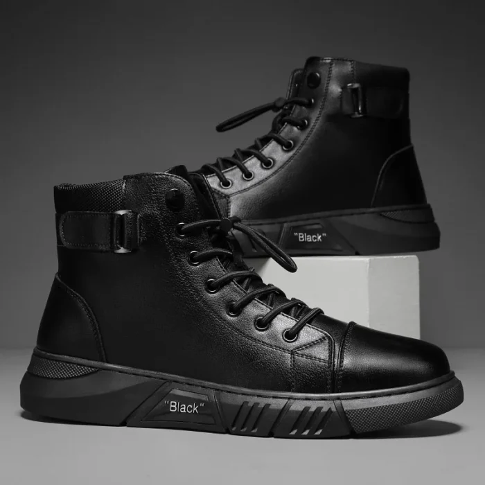 New Design Men's Martin Boots Casual High-Top Leather Boots Thickened Warm Snow Boots Plus Size Men's Footwear - Image 2