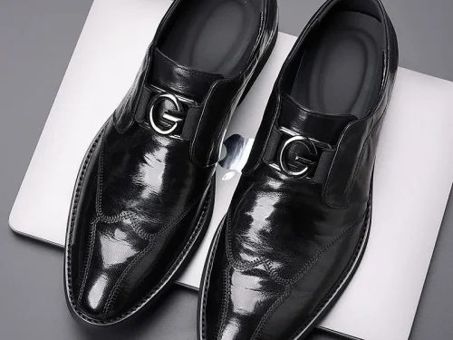 2025 Men's Leather Dress Shoes Handmade Business Formal Genuine Leather British Casual Slip on High-End Men's Loafers