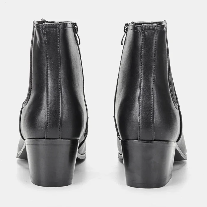 Men's Chelsea Boots Height Increasing High Heel Leather Ankle Boots Stylish Black Premium Quality Boots for Formal Occasion - Image 4