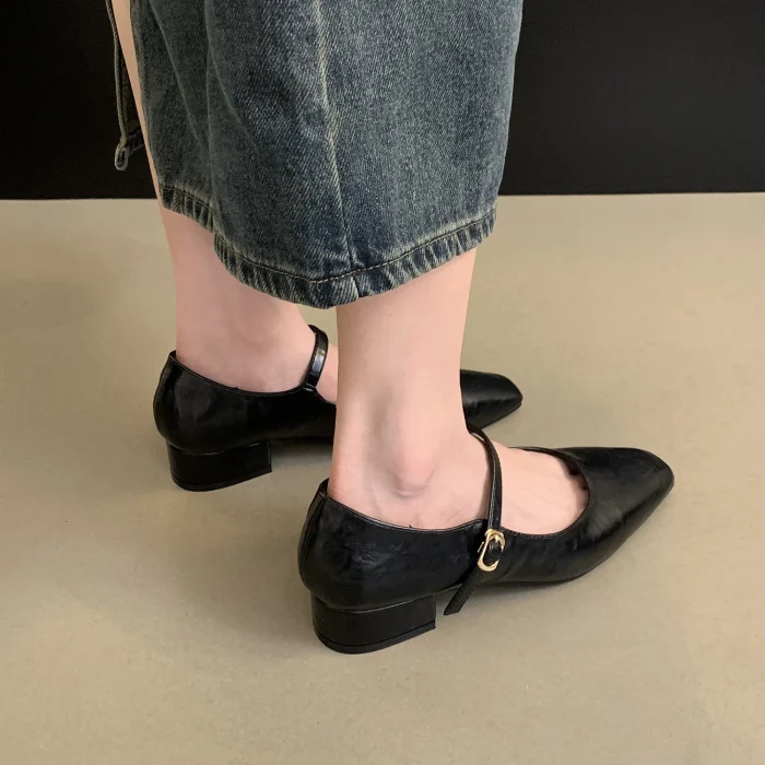French Chic Women's High-Top Ballerina Flats with Bow - Comfortable Slip-On Low Heels and Hidden Height Increase - Image 5