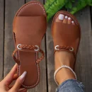 Myway 2025 New Womens Casual Beach Slippers Summer Pure Color Woven Beach Sandals Lightweight Slip on Shoes