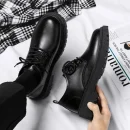 Quality Assurance Men's Thick Bottom Casual Shoes Waterproof Leather Sneakers Non Slip Black Versatile Footwear