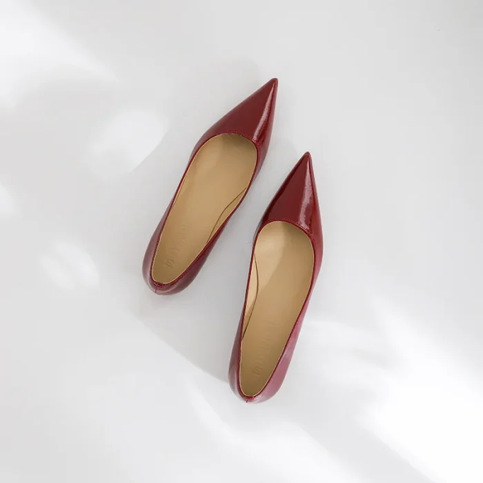 High-Quality Nude Patent Leather Flats - Comfortable Pointed Toe Large Size Elegance Affordable Price - Image 6