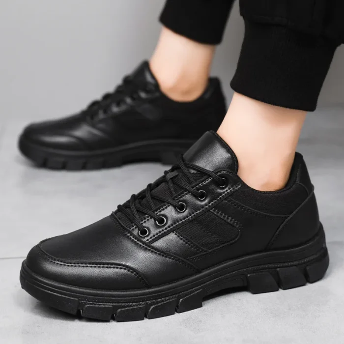 2025 New Trend Men's Leather Casual Shoes Non-Slip Lace-Up Sneaker Fashion Travelling Shoes for Comfort and Style - Image 3