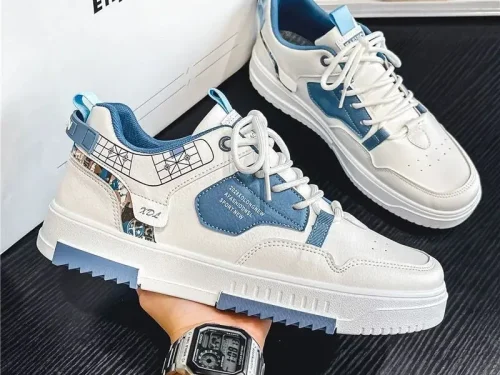 2025 New Trend Men's Casual Sneakers Low-Top Leather Soccer Shoes for Teenager Stylish Sports Comfortable Basketball Shoes
